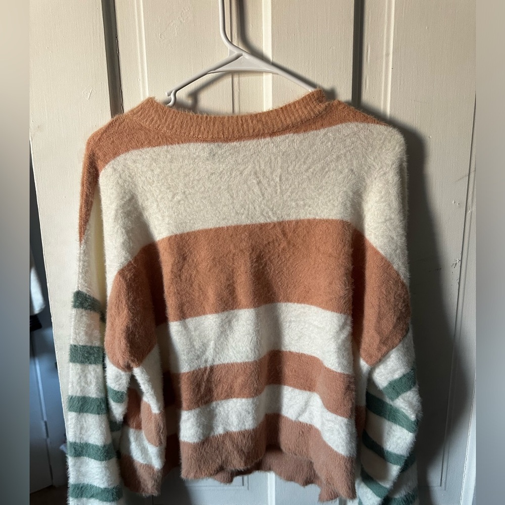 Lumiere Striped Sweater in Cream, Brown, and Green